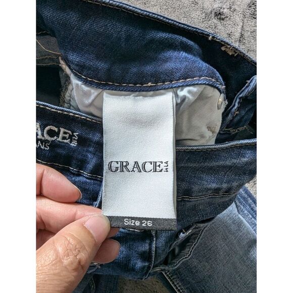 Grace In LA High Waist Skinny Jeans Women's Size 26 Medium Wash - Picture 4 of 13